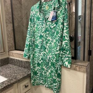 Lilly Pulitzer Green Floral Long Sleeve Dress